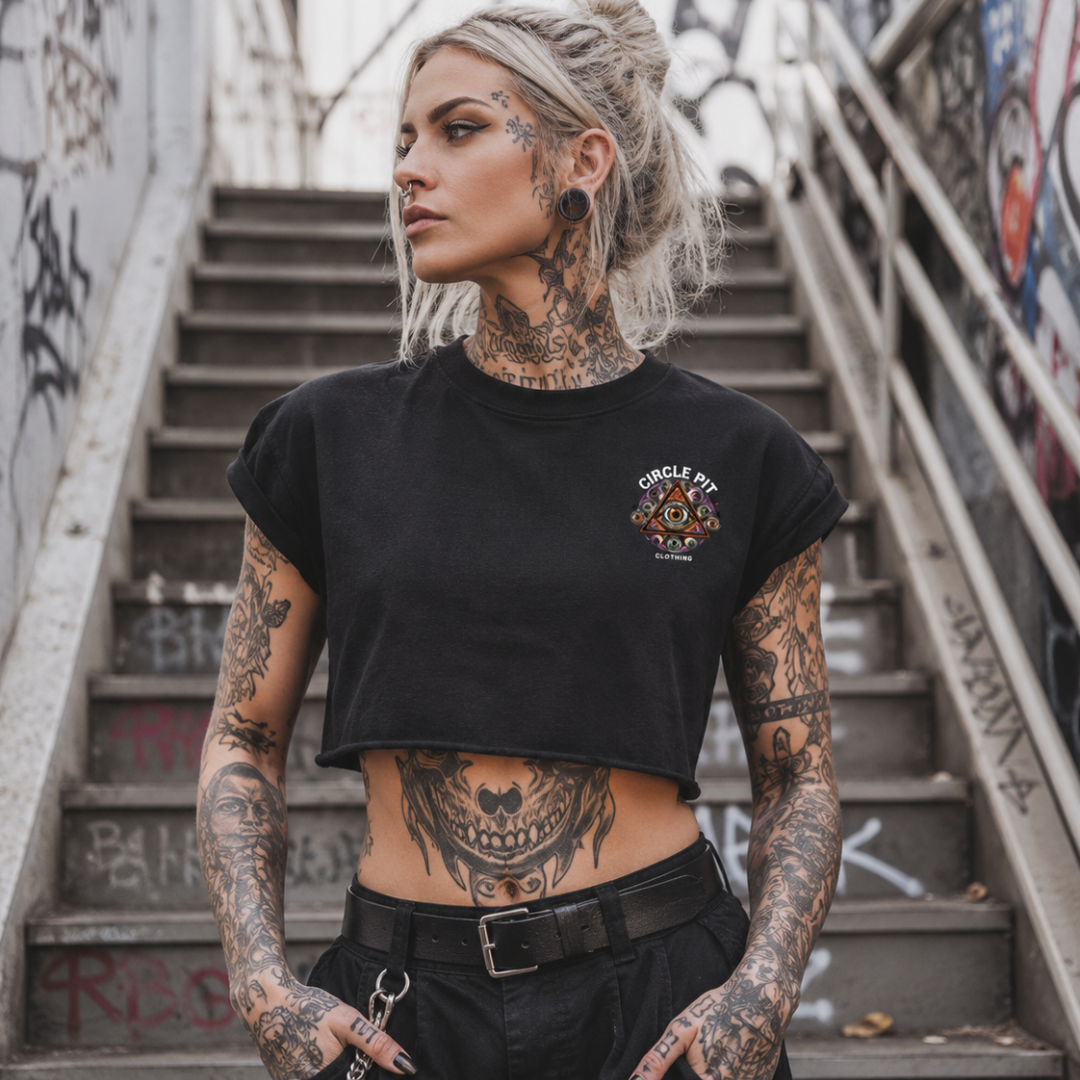 Crop-top noir "Eyes sight logo" (Bientôt dispo)