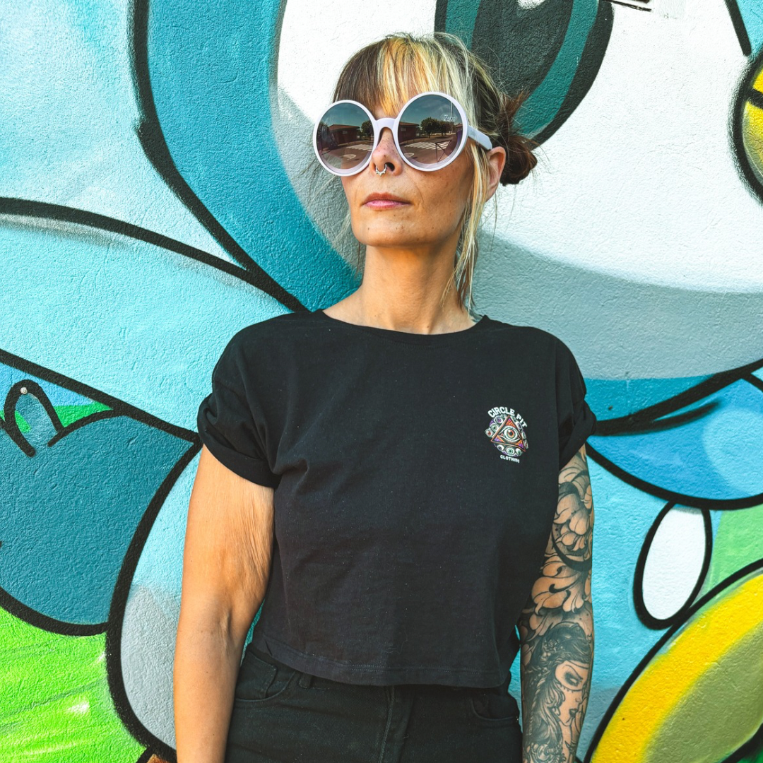 Crop-top noir "Eyes sight logo"