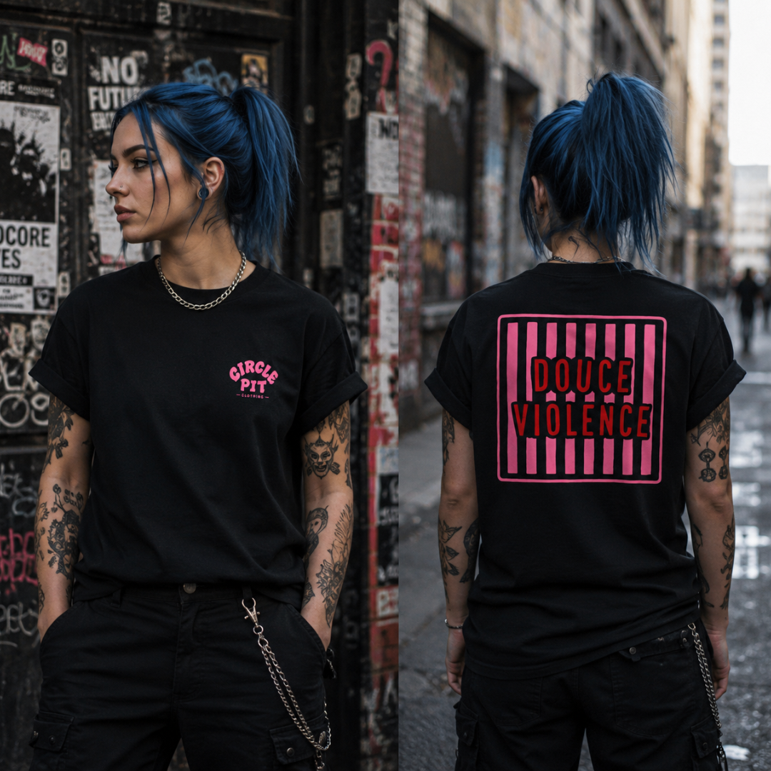 T-shirt noir unisexe  "Douce violence logo"