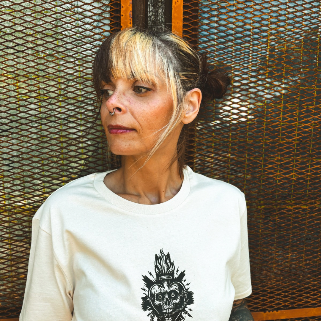 T-shirt noir unisexe  « Burning Skull logo »