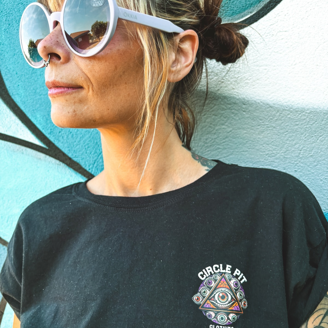 Crop-top noir "Eyes sight logo"