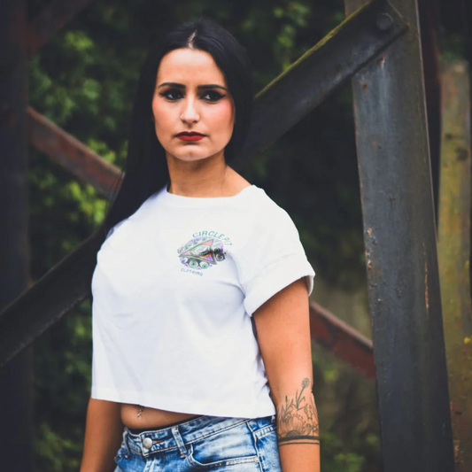 Crop-top "Eyes sight logo"(VEGAN - 100% Cotton organic)